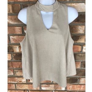 She + Sky Women’s Cream Keyhole Sleeveless Tank Size Large